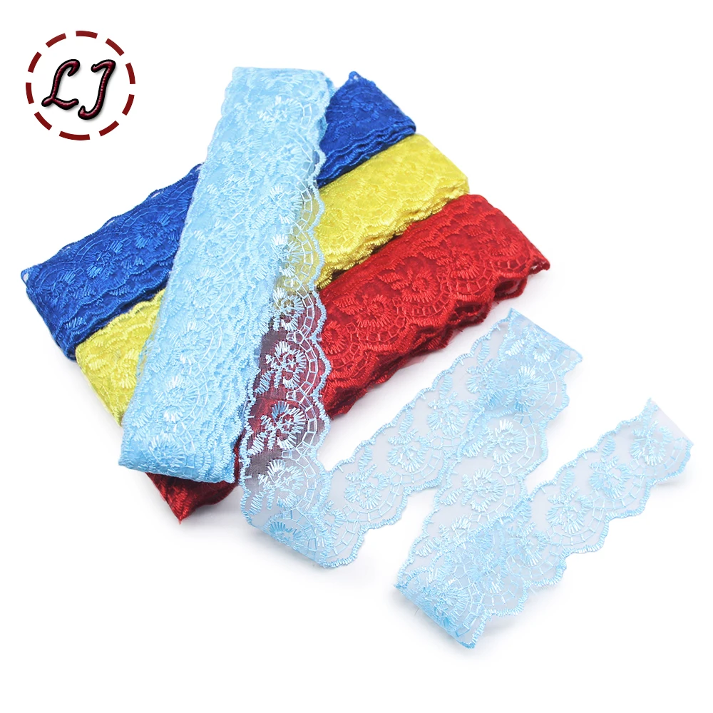 New arrived 10yd/lot Embroidered Net Lace Fabric Trim Ribbon Wedding Craft For Unilateral DIY Handicraft Home Party Decorations