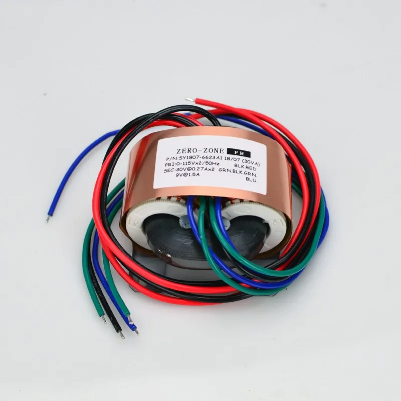 

1PCS 30VA HiFi Copper R-Core Transformer Output 30V-0-30V 0-9V For PRT-09A