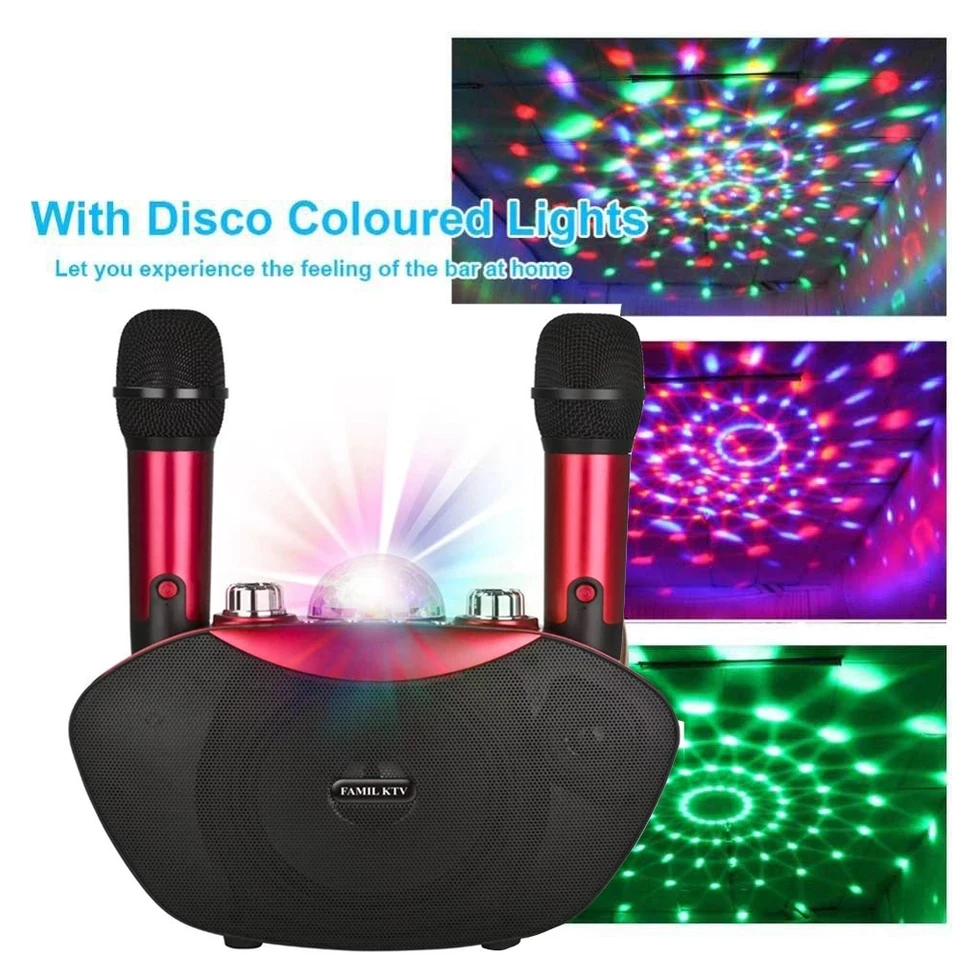 

Y-8 Wireless Microphone Bluetooth Speaker Outdoor Family Karaoke Stereo MIC With LED Flash Neon Light Playing Music Family KTV