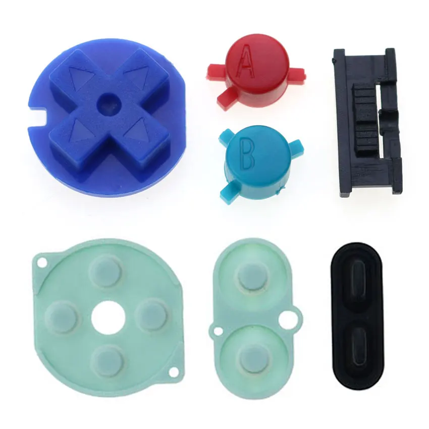 JCD 닌텐도 게임 보이 컬러 실리콘 고무 패드, GBC 전원 켜기 끄기 버튼 AB 버튼 D 패드 전도성 버튼