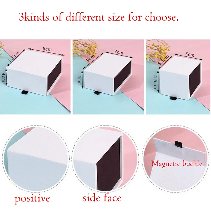 

Box For Jewelry Customized Logo p 8*8.4*4cm Pendants Earring Box with Magnetic Rings Necklace Paper Box Jewellery Organizer box