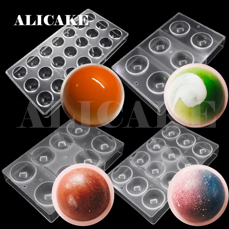 3D Polycarbonate Chocolate Sphere Molds Thick Ball Tray Cake Form for Chocolate Moulds Baking Mold Pastry Bakery Bakeware Tools