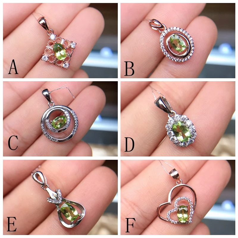 A large number of new necklaces, olivine mood stone, green GEMSTONE 925 Sterling Silver package