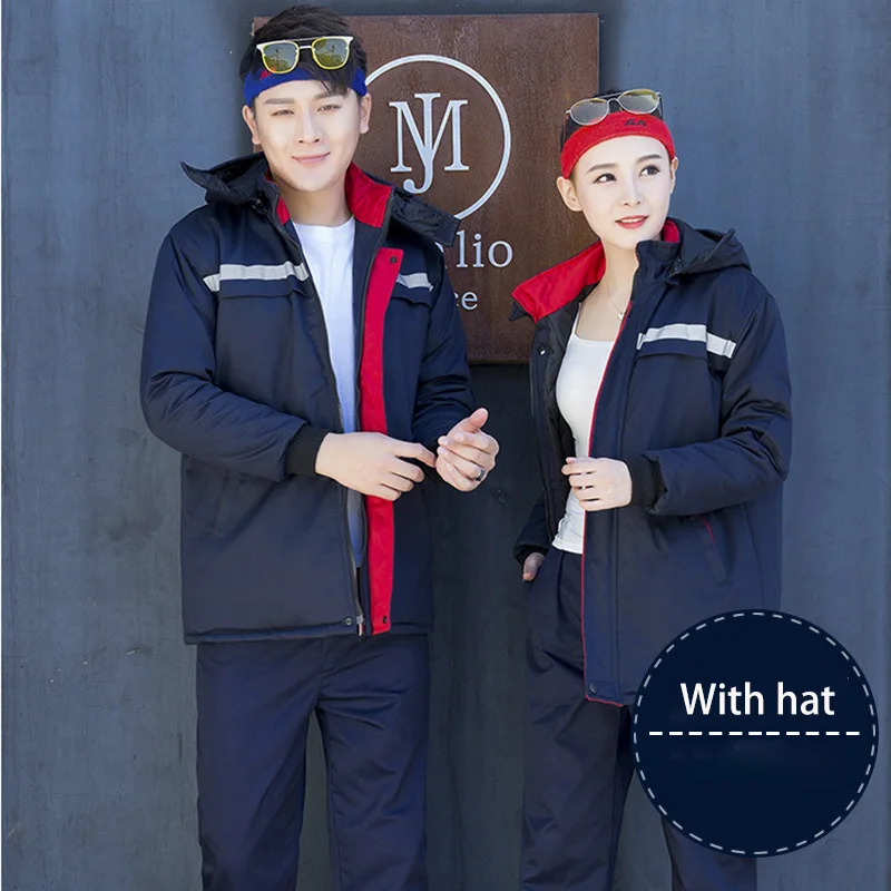 Winter Work Clothing For Men Women Reflective Cold Protection Warm Machine Repairmen Workshop Jacket Coat Wear Resistant Uniform