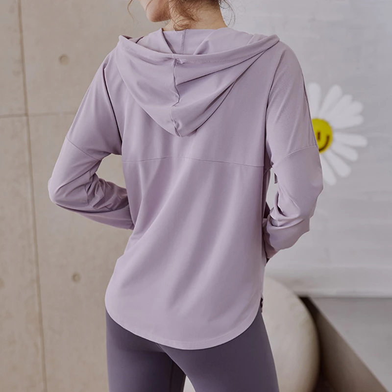 Summer Women Sports Jackets Thin Loose Zipper Yoga Hoodies Sun-Protective Fitness Jacket Running Tops Coat Gym Workout Outerwear