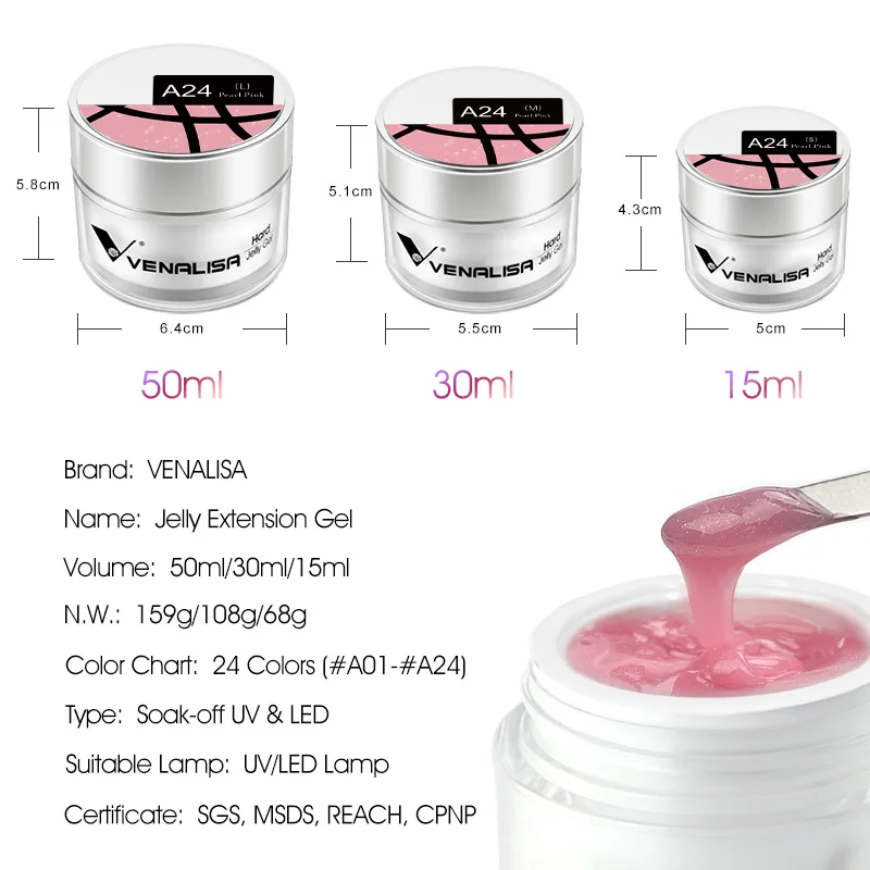 50ml TPO-freies Jelly Nagelverlängerungsgel Nagelaufbau-Gel French Nail Gum Venalisa Klares Natürliches Farbgel Abziehbares UV-Aufbaugel – Detail 17