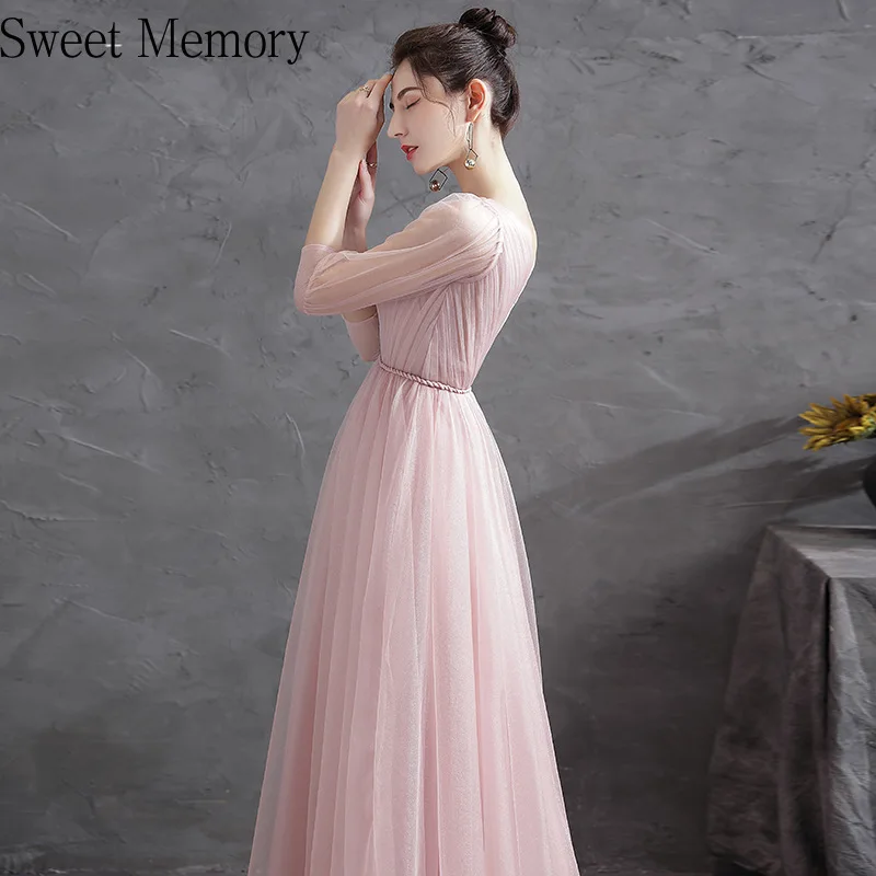 Vestidos de dama de honor Rosa hechos a medida para mujer, elegante vestido largo hasta el suelo, vestido de graduación escolar, vestido de fiesta Formal, bata de boda