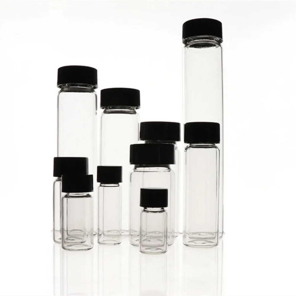 3ml to 50ml Transparent clear Glass sample bottles essential oil bottle Lab Chemistry Vial Container