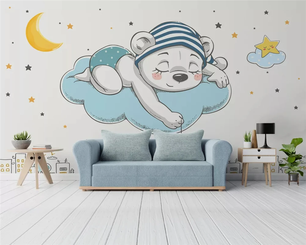 beibehang Customized modern children's classic beautiful little bear silky decorative painting wallpaper wall papers home decor