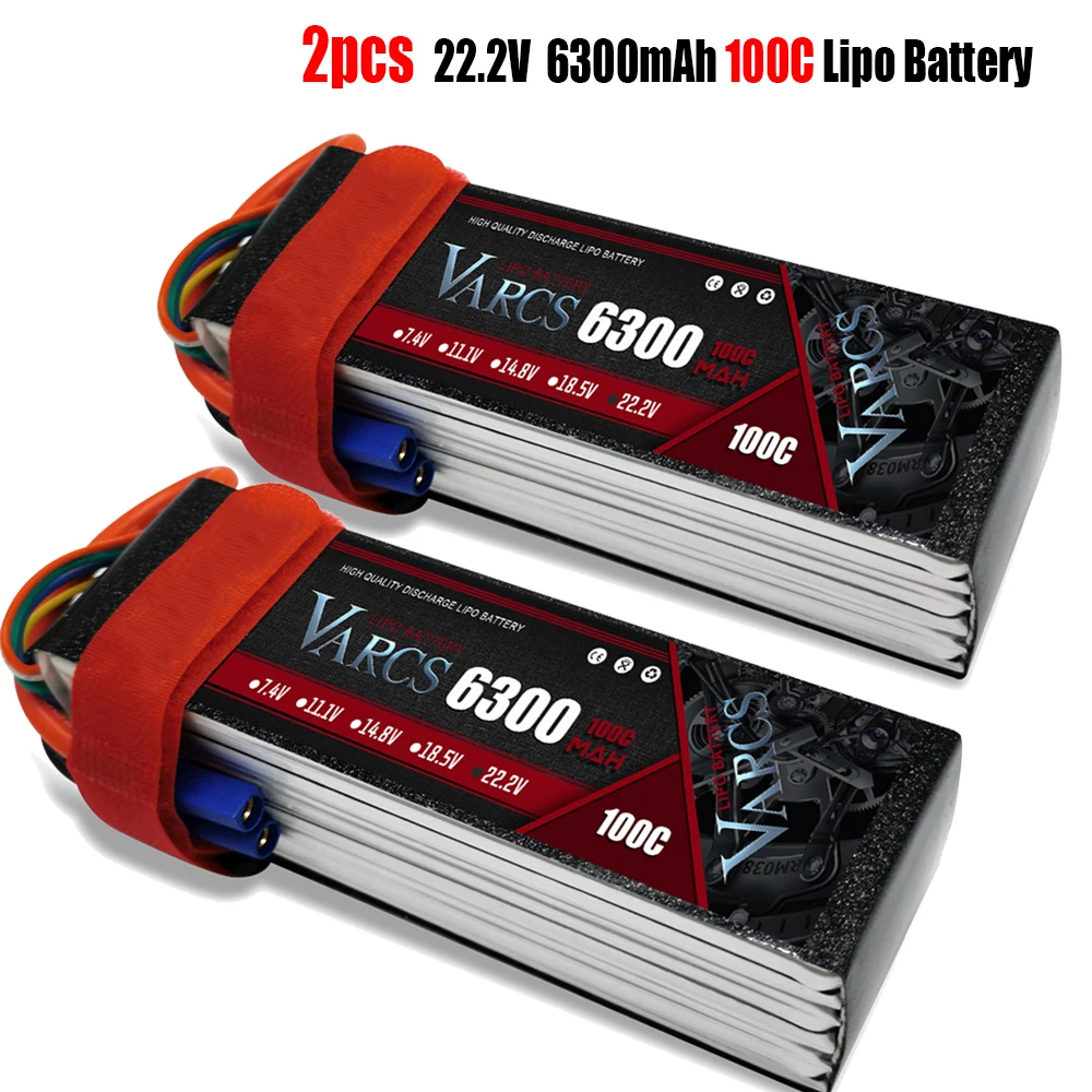 

2PCS VARCS Lipo Batteries 2S 7.4V 11.1V 14.8V 22.2V 6300mAh 100C/200C for RC Car Off-Road Buggy Truck Boats salash Drone Parts