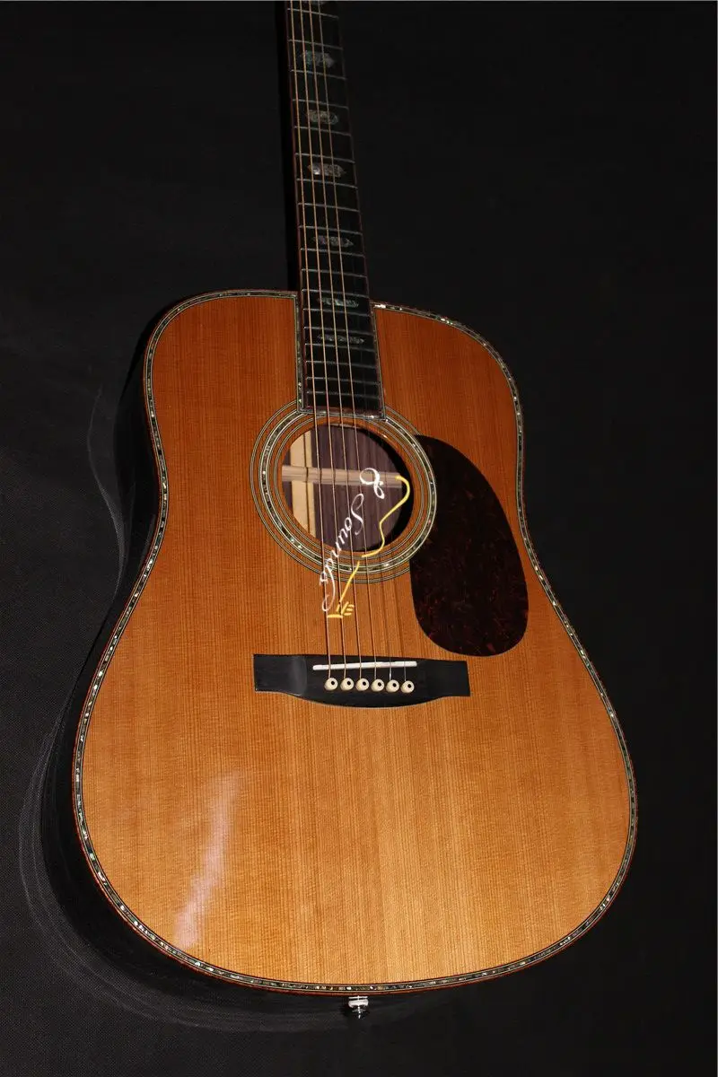 

free shipping handmade cedar guitar all solid wood dreadnought guitar professional customize acoustic electric guitars