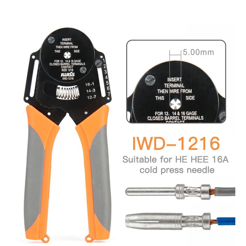 Imagem -02 - Iwiss-alicate de Crimpagem para Conectores Pesados Aviação Pin Crimper Four Core Shaft Point Pressure 0.050.128 Mm²3026awg