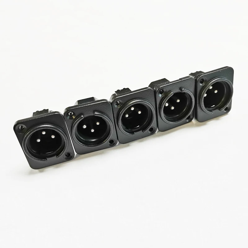 NCHTEK XLR Connector 3-Pin Panel Mount Male Plug Chassis Audio Adapter/Free Shipping/50PCS