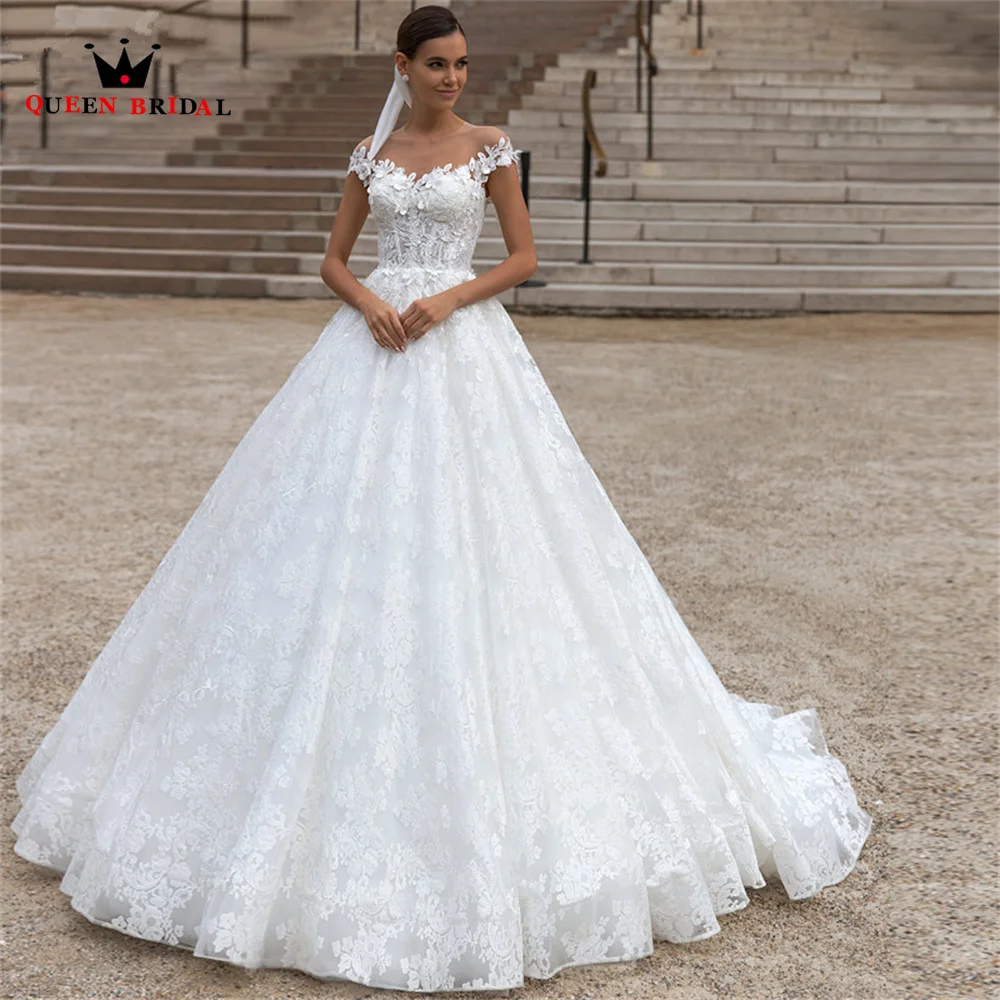 

Elegant Ball Gown Short Sleeve Wedding Dresses Tulle Lace Appliques Formal Bride Bridal Gown 2023 New Custom Made DS147M