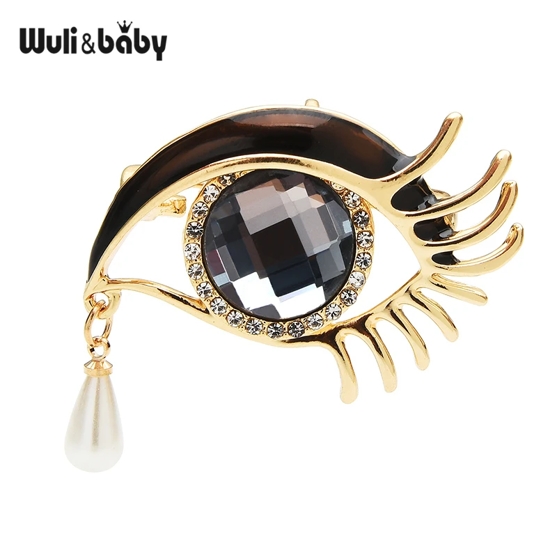 

Wuli&baby Waterdrop Crystal Eyes Brooches For Women Rhinestone Enamel 2-color Eyes Office Causal Brooch Pins Gifts