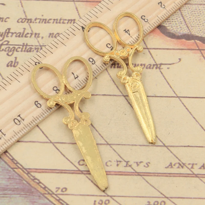 10pcs Sewing Scissors Tibetan Bronze Charms for DIY Crafting