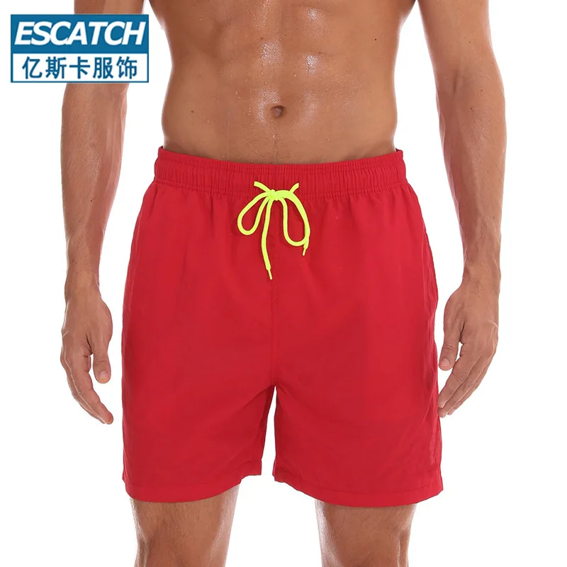 Summer Men\'s Solid Color Swimming Trunks Beach Shorts Fashion Breathable Men\'s Anti-friction Quick-drying Sports Running Shorts