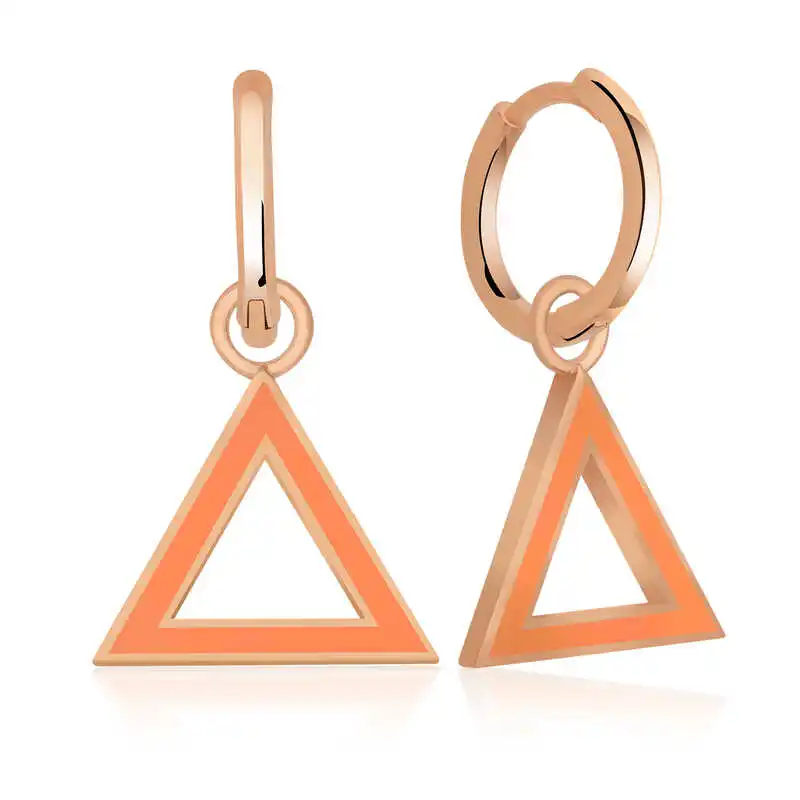 Silver Phosphor Orange Triangle Earrings 925 Sterling Women for Jewelry Wedding Party Birthday Gift - Box - Fashion - Girl - Special Days