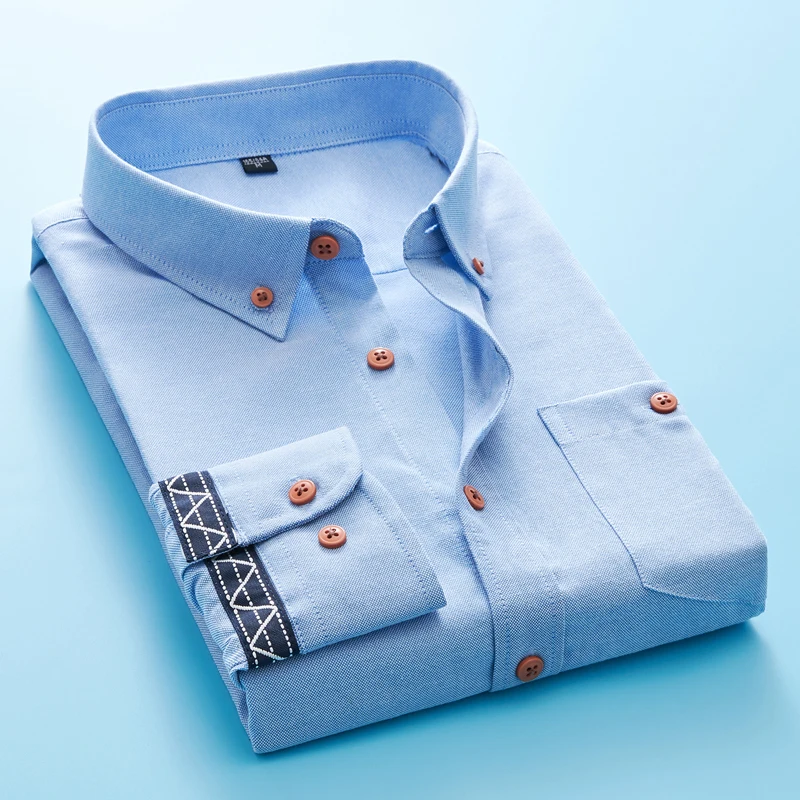 Mens  Shirts  Korean clothing Oxford  Business Casual Soft Dress Social Long Sleeve Shirts Regular Fit Male Shirt for men top