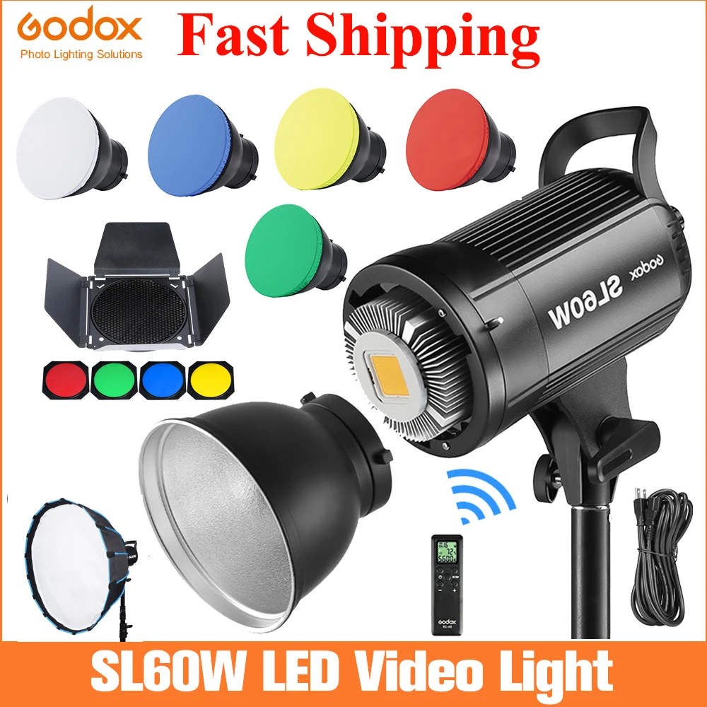 

Godox LED Video Light SL-60W SL60W 5600K Studio Video Light Continuous Light Bowens Mount for Studio Video Recording