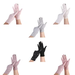 Gants d'été antidérapants pour écran tactile, taille unique, courts en coton, protection contre les UV purs, protection solaire élastique