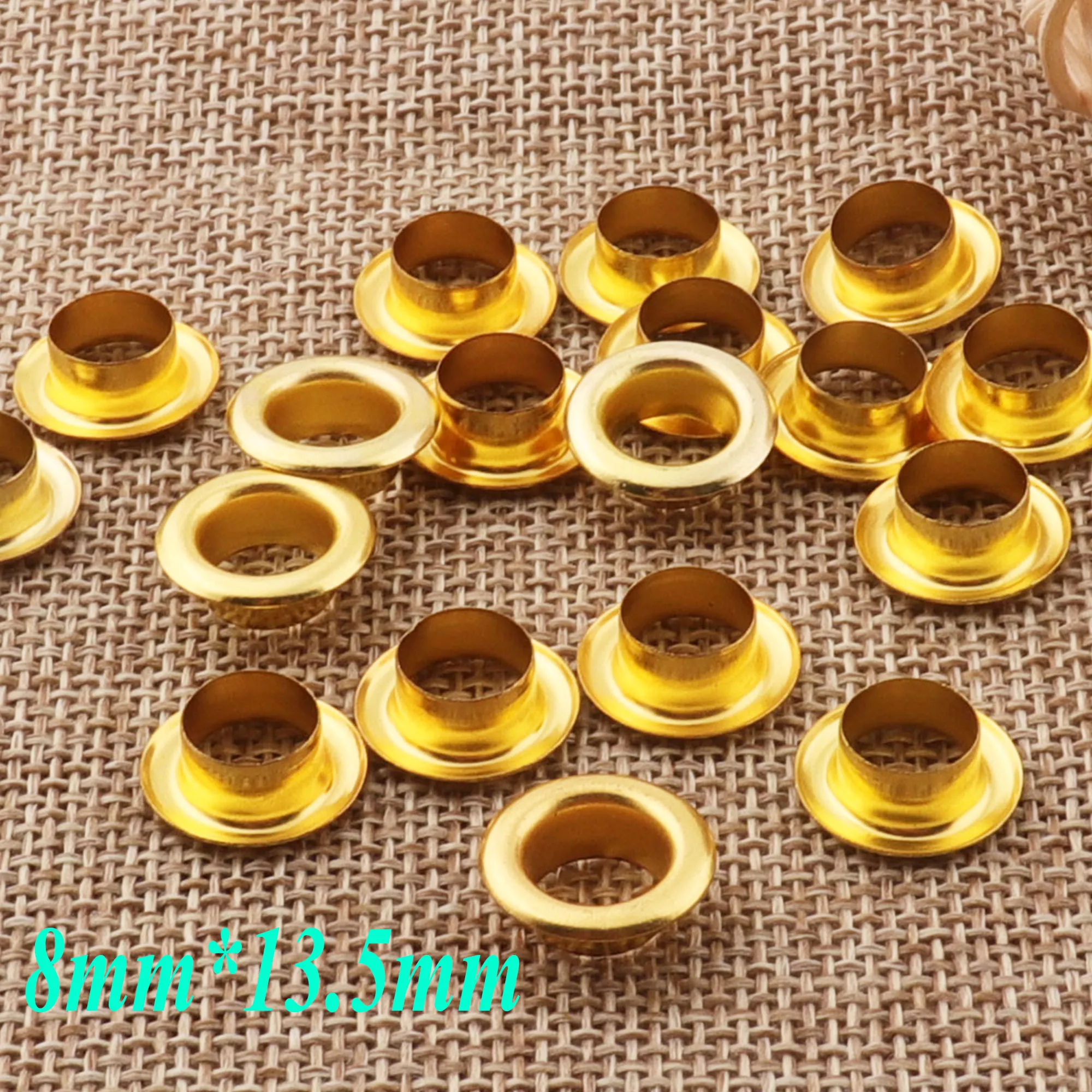 100 Sets Eyelets Barrel Diameter 8mm Gold Metal Eyelets Grommets With Washers Leather Canvas,bag,Purse Eyelets Holes