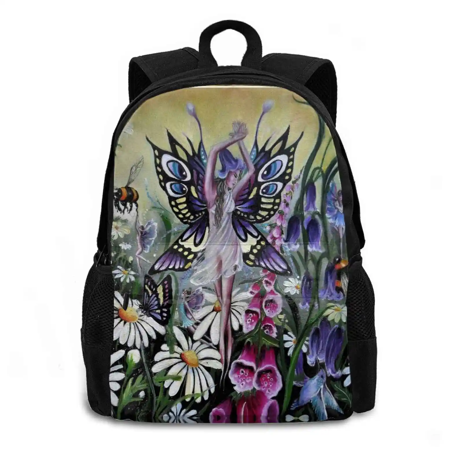 Giling Galang Fairy F Fantasy Foxglove Hummingbird Mouse Bluebell Travel Laptop Bagpack School Bags Fairy Fantasy Meadow