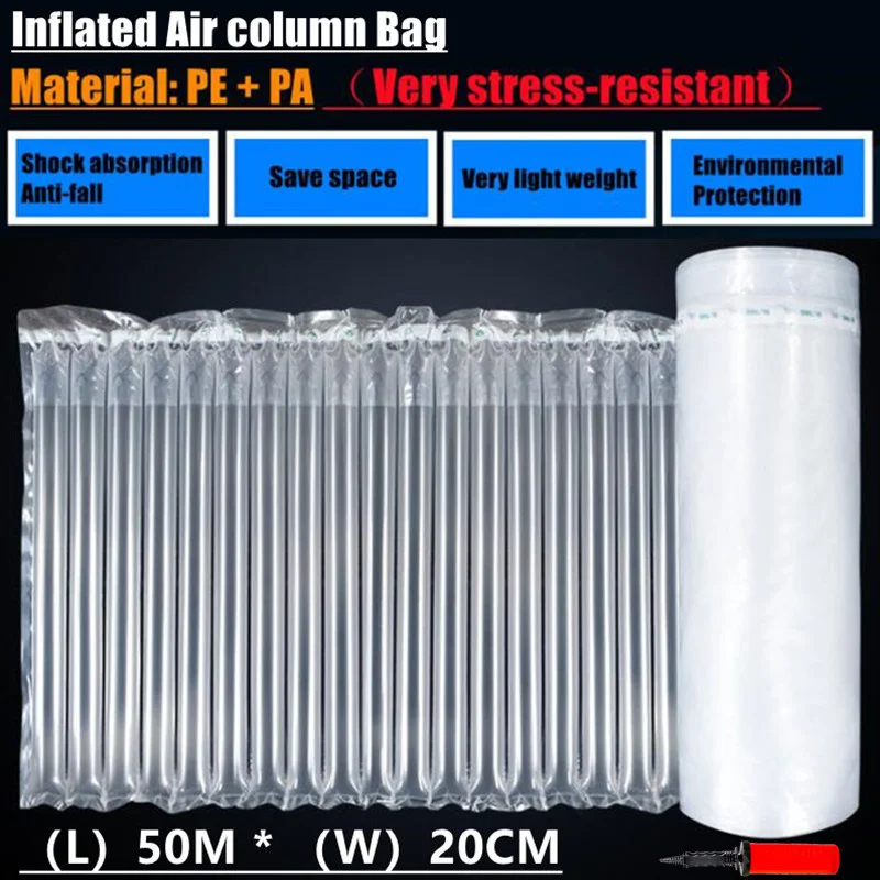 50MX20CM Inflatable Air Buffer PE Packaging Bump Filling Air Column Protect Bubble Bag Anti-Pressure Shock Express Mail Pocket