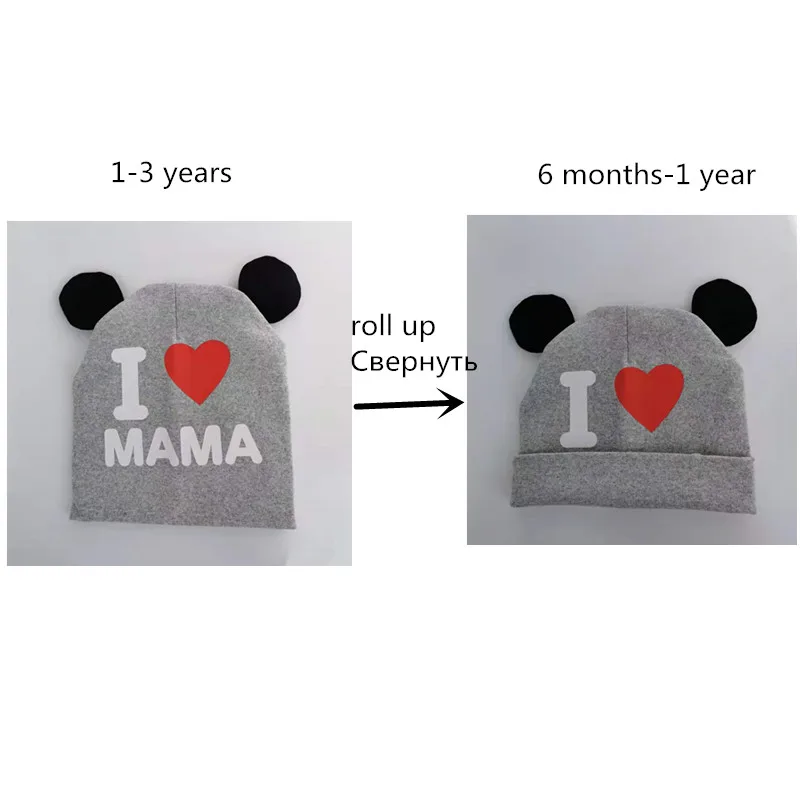 brand baby earflap cap girl hat cap sweet heart I love mama papa cotton beanie for girls boys with ear bonnet 6 months-3 years