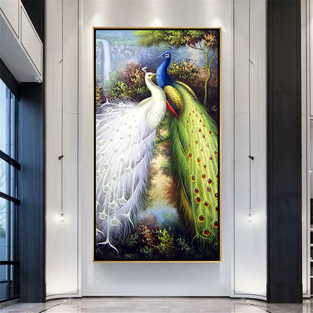 

100% Hand Painted Decor Painting Oil Painting on Canvas Painting Peacock Animal Pictures For Home Wall Art For Living Room Decor