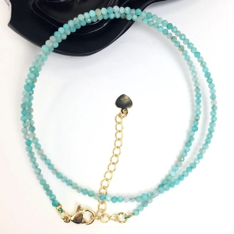 Natürliche Stein Perlen Halsketten 2MM Kleine Größe Facettierte Runde Quarts Turmalin Mini Perlen Halsketten Für Frauen Schmuck Geschenke – Detail 29