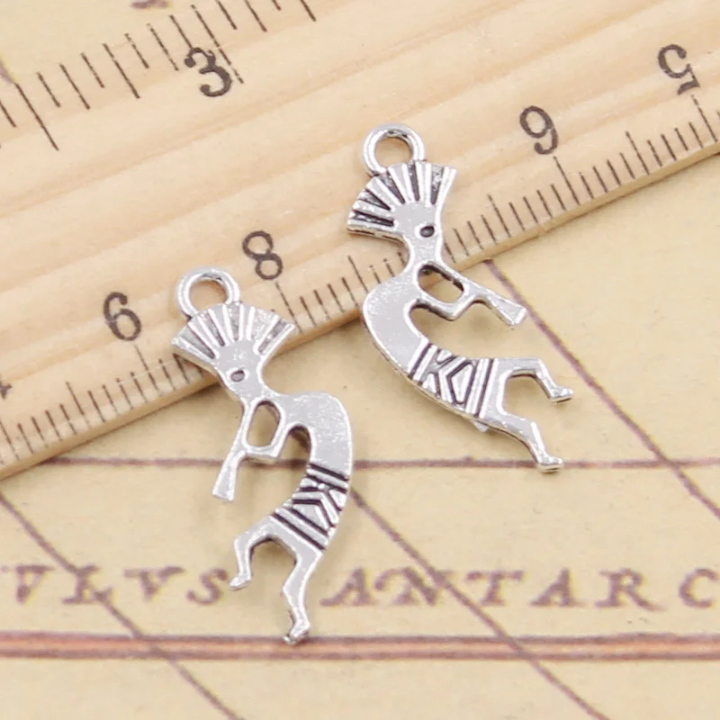 30pcs Charms Native Bumper Kokopelli 25x12mm Tibetan Silver Color Pendants Antique Jewelry Making DIY Handmade Craft