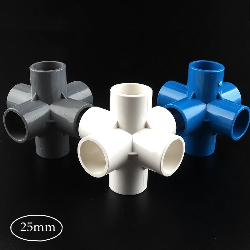 25mm PVC Pipe Equal 6 way Connector PVC 90 degrees Cross Joint Agriculture Irrigation Tube Adapter Cross Wardrobe Tent Fittings