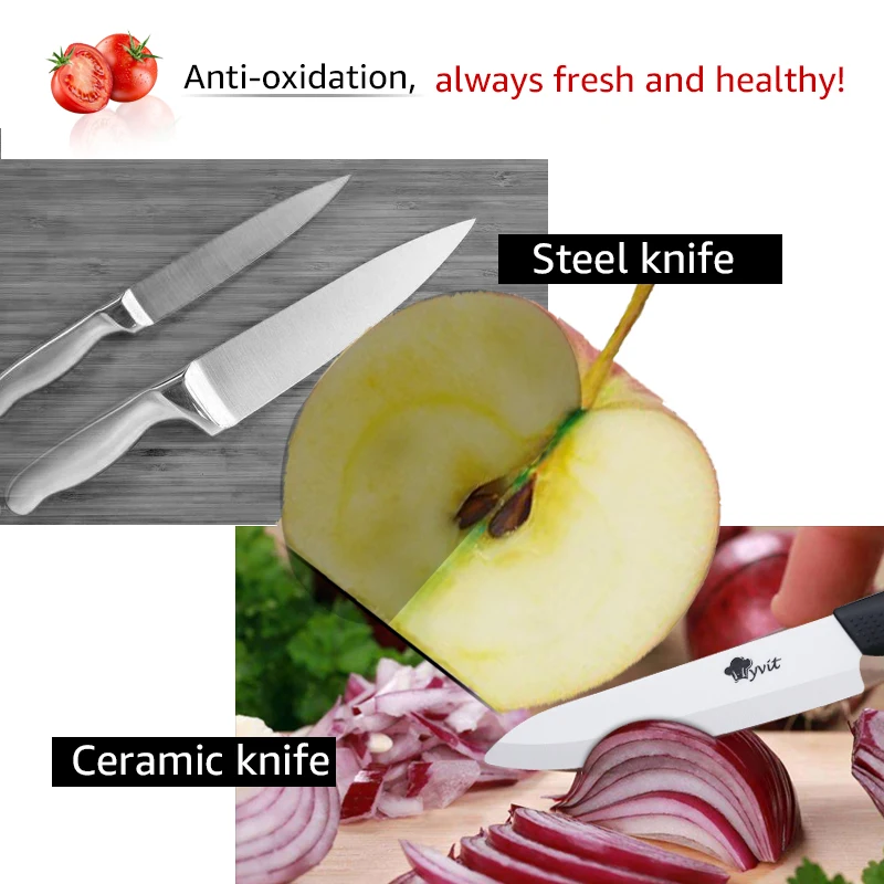 Ceramic Knife Set 3 4 5 6 inch Kitchen Chef Knives Serrated Fruit Vegetable Utility Slicing Bread Zirconium White Blade Knife