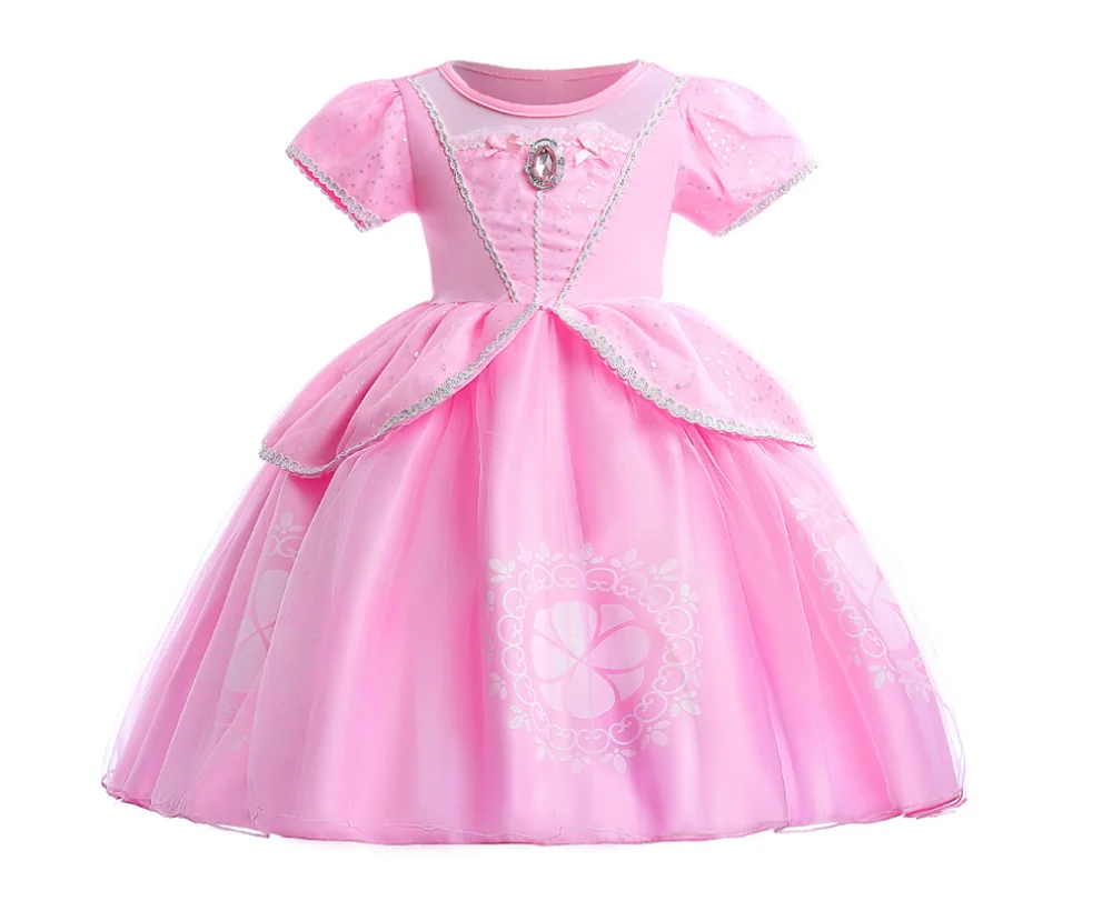 Robe de princesse à manches bouffantes pour filles, tenue fantaisie à paillettes pour fête d'anniversaire, vêtements Cosplay