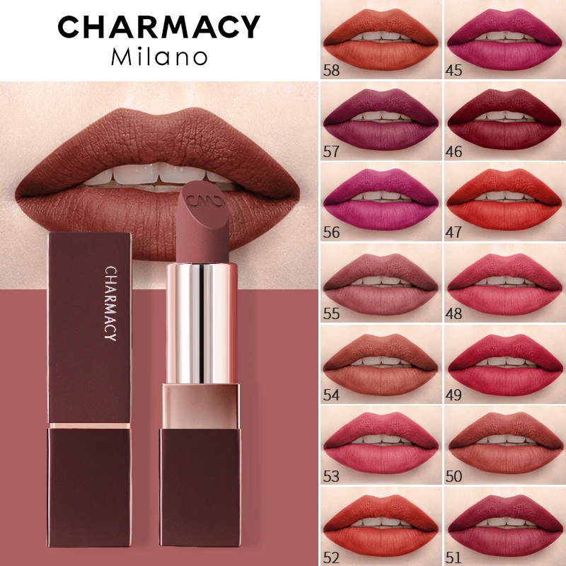 CHARMACY Soft Satin Matte Lipstick Makeup 15 Colors Sexy Red Lip Stick Waterproof Long Lasting Lipstick Lips Beauty Cosmetic