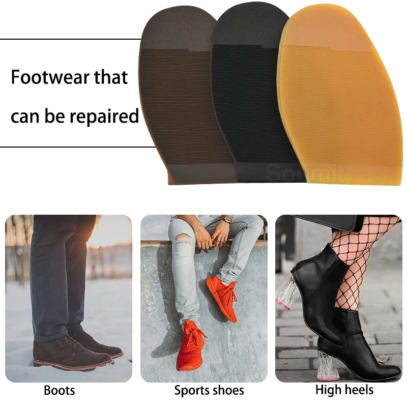 Soumit Rubber Shoes Sole for Men Women Shoe Forefoot Pads Outsoles Repair Anti-slip Wear Resistant Shoe Protector Replacement