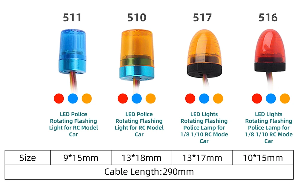 Ultra Bright LED Flash Lights Alarm Lamp with Strobing-Blasting/Flashing/Rotating for 1:14 RC Tamiya Tractor Police Car