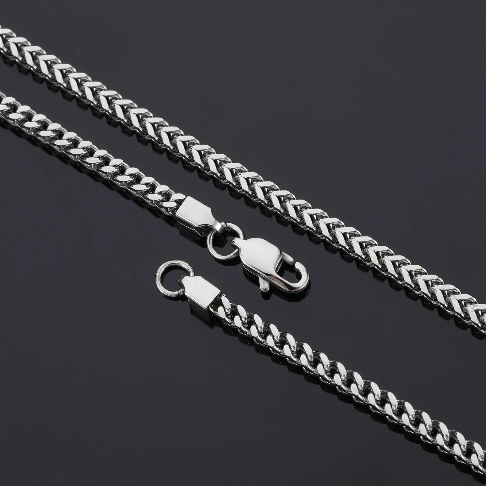 D&Z 3mm Stainless Steel Franco Chain In Gold Silver Color 18\'\'20\'\'22\'\'24\'\'Classical Choker Chain Men\'s Hip Hop Rapper\'s Jewelry