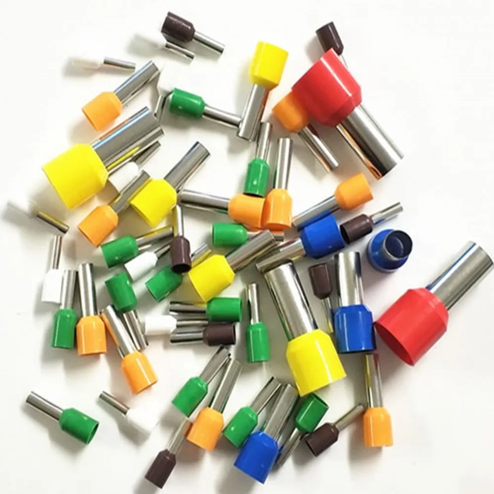 1000pcs/Pack E0508 E7508 E1008 E1508 E2508 Insulated Ferrules Terminal Block Cord End Wire Connector Electrical Crimp Terminator