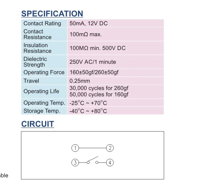 30pcs Taiwan 3.5*6 Big Beibei side press Tact switch SMD switch Side button switch Micro button 100GF