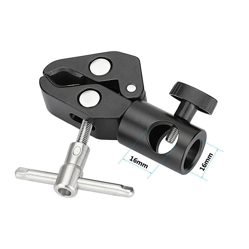 New Aluminum Multi-purpose Super Crab Clamp w/ 16mm Light Stand Head Adapter