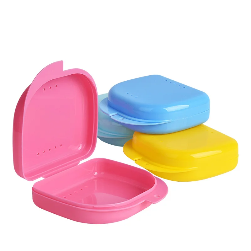 50pcs/lot Dental Plastic Denture Box Orthodontic Retainer Tray Box Case  Teeth Container False Teeth Protective Case