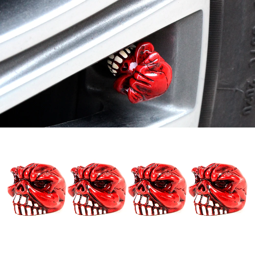 4Pcs/Set Valve Caps Skull Tire Valve Dust Caps for Car, Motorbike, Bicycle Accessories tire valve caps