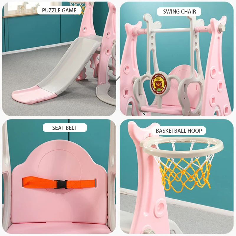 IMBABY Children Slide Swing Chair Combination Baby Basketball Playground Kindergarten Child Baby Favorite Toys+Water Flood Board