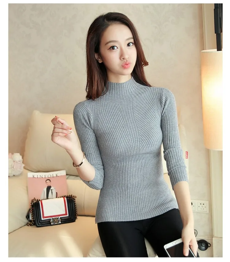 New Turtleneck Sweater Women Fashion Autumn Winter Black Tops Women Knitted Pullovers Long Sleeve Jumper Pull Femme Clothing