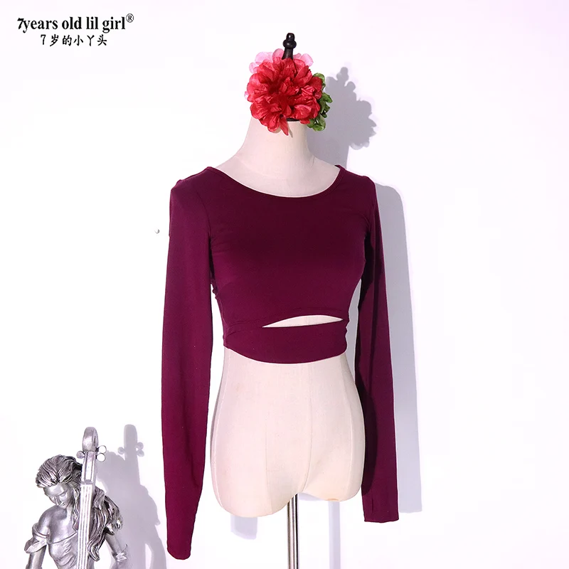 7yearsoldlilgirl barriga dança topo 2021 outono/inverno feminino novo modal rayon ghhh14