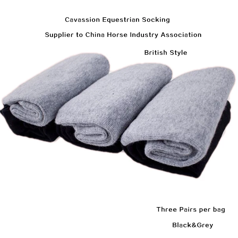 Cavpassion-Meias equestres para adultos e crianças, meias longas pretas, equipamento equestre, 3 unid, 8111015