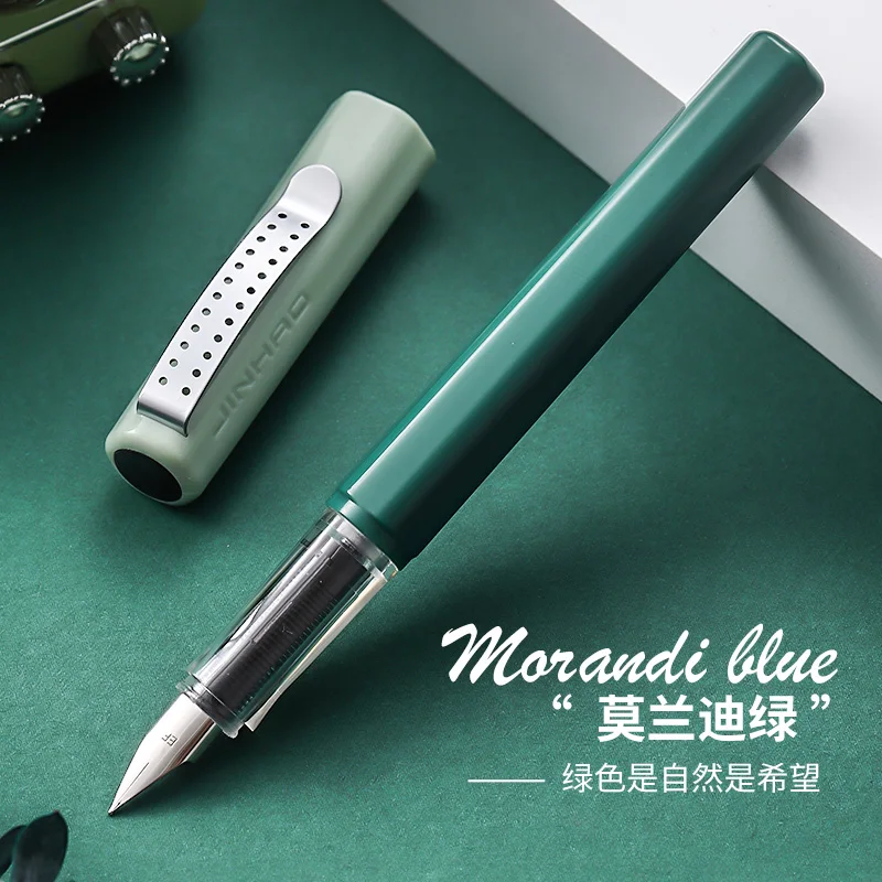 Jinhao Morandi Blue Fountain Pen Vintage Color 0.38mm EF Tip Fine Writing Ink Pens Office Business School Calligraphy Gift A6126