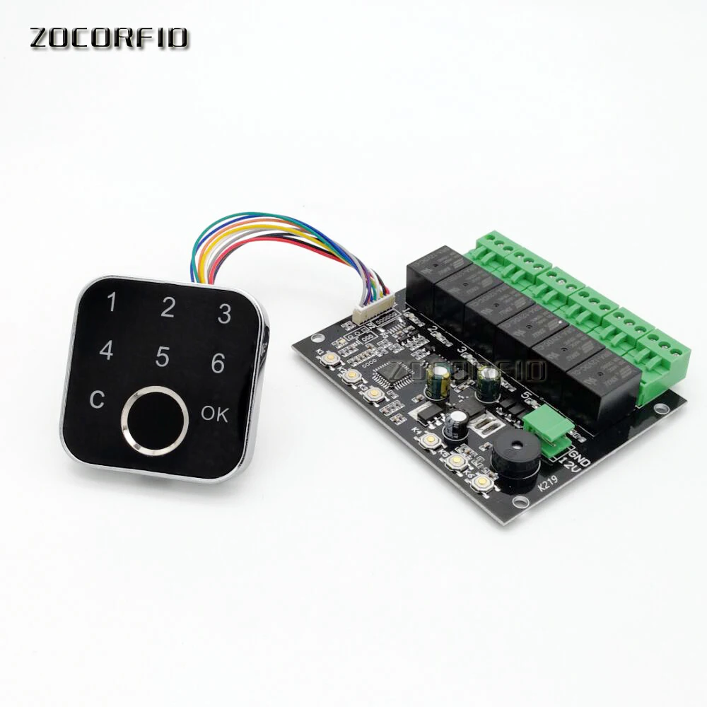 

6CH DC12V Low Power Consumption Ring Indicator Light Capacitive Fingerprint Access Control Board